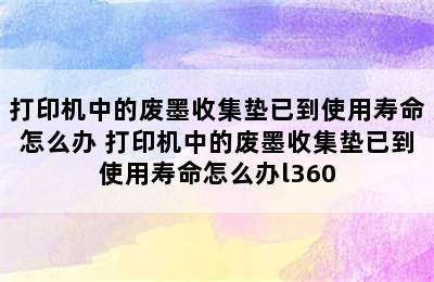 打印机中的废墨收集垫已到使用寿命怎么办 打印机中的废墨收集垫已到使用寿命怎么办l360